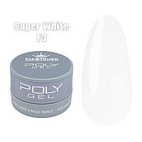 Полігель (Дизайнер Професіонал) у банку 30 мл. для нарощування та зміцнення нігтів Super white F3