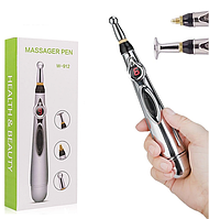 Массажер для тела электрический ручной (массажная ручка) 3в1 Massager Pen W-912 на батарейках Серебристый