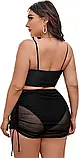 Купальник у великих розмірах чорного кольору ліф топом з парео, фото 2