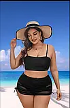 Купальник у великих розмірах чорного кольору ліф топом з парео, фото 5