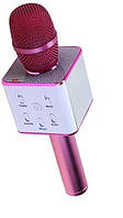 Беспроводной караоке микрофон Q7 (без чехла) портативный Bluetooth Подсветка Bluetooth 4.0 2600 mAh Розовый