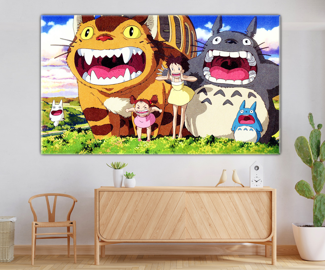 Вінтажна картина на стіну аніме Хаяо Миядзаки Мій сусід Торото, My Neighbor Totoro, чорні чорнушки., фото 1