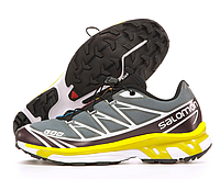 Кроссовки мужские трекинговые Salomon XT-6 серые с желтым, код KD-14587