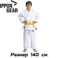 Детское кимоно для дзюдо с поясом белое Ippon Gear Nxt White плотность 335 гр/м.кв. (140 см)