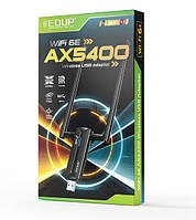 EDUP AX5400 Сетевой WIFI 6E USB адаптер трехдиапазонный 2.4G/5G/6Ghz 5400 Mbps