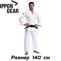 Кимоно для дзюдо унисекс для подростков белое Ippon Gear Basic 2 White плотность 500 гр/м.кв. (140 см)