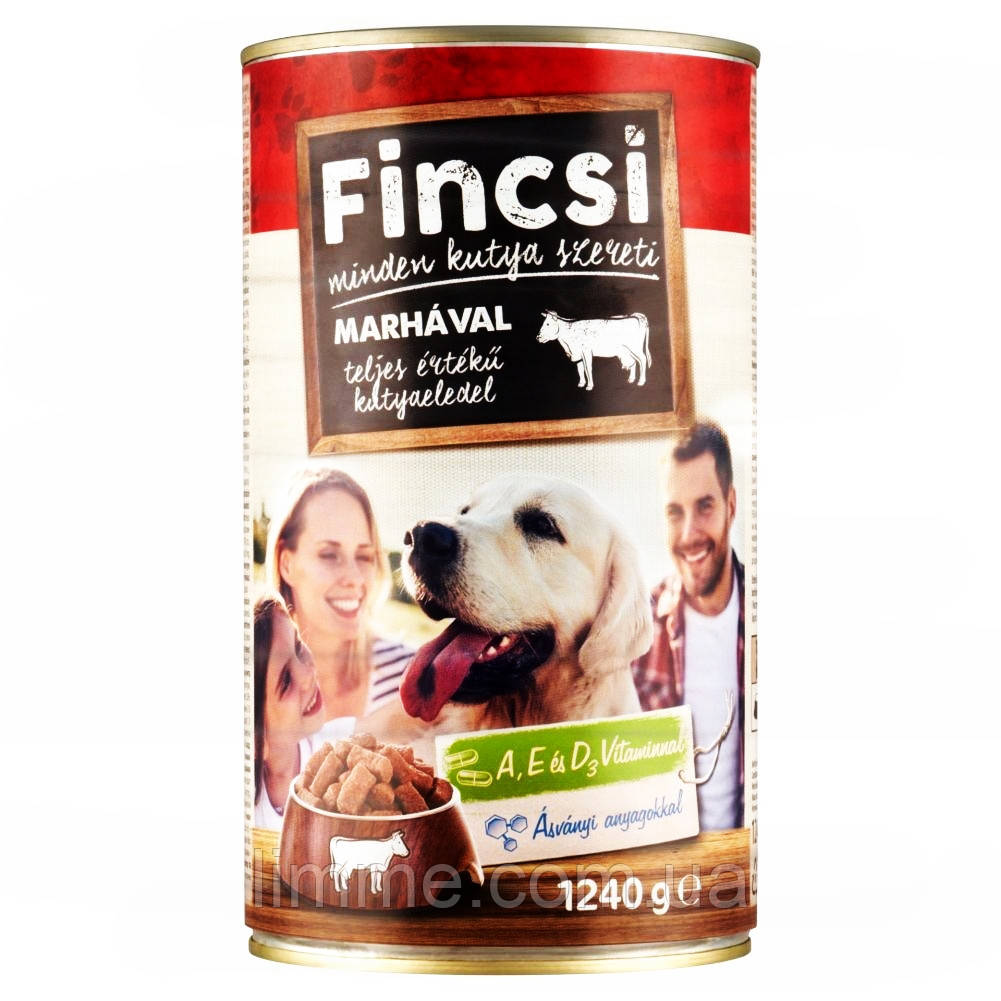 Консервований корм для дорослих собак Fincsi with Beef 1240 г (зі смаком яловичини)