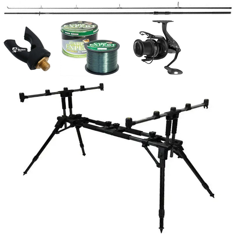 Короповий набір, Вудлище Daiwa Black+Катушка Carp Expert+Підставка Carp Expert + леска Carp Expert+Держувач, фото 1