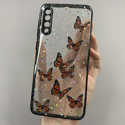 Чохол для Samsung Galaxy A50s чохол з метеликами із захистом камери на телефон самсунг а50с чорний a0i, фото 1