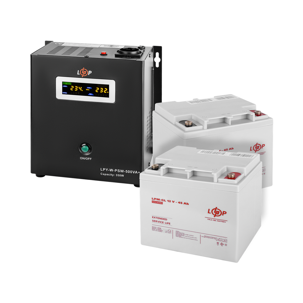 Комплект резервного живлення LogicPower W500 + гелева батарея 1080 Ватт (UPS W500+ АКБ GL 1080W)