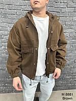 Чоловіча коричнева джинсова куртка-бомбер із кишенями