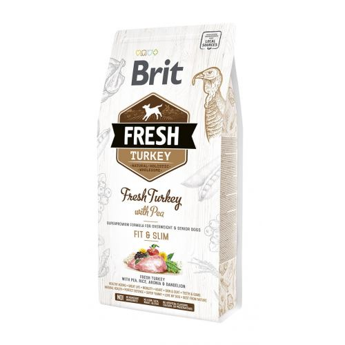 Сухий корм Brit Fresh для дорослих собак, із зайвою вагою, похилого віку, з індичкою та горохом,2,5 кг