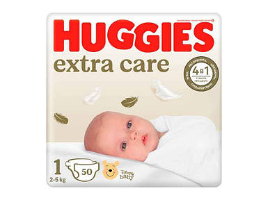 Пiдгузки дитячі (хагіс) р.1 (2-5кг) 50шт Extra Care ТМ Huggies FG