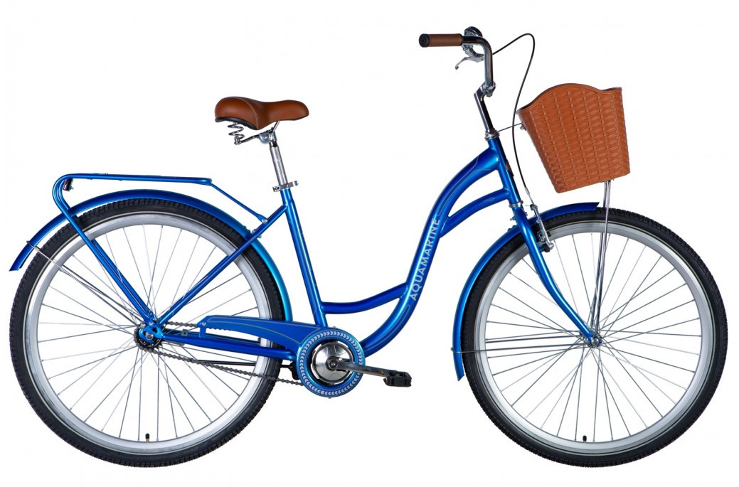 Велосипед ST 28" Dorozhnik AQUAMARINE гальмівна рама-" з багажником задн St з кошиком Pl з крилом St 2024