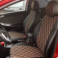 Чехлы на сиденье Ауди А4 Б5 (Audi A4 B5) 3Д ромб экокожа аригона