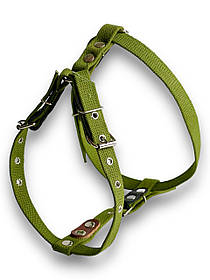 Шлея для собак брезентовий. Брезентові шлеї для собак, зелена обхват шеи 34-56 см, обхват грудей 54-68 см, ширина 20 мм