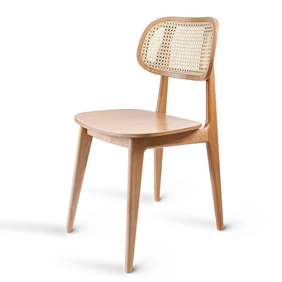 Стул "Benet" из натурального дерева спинка с ротангом