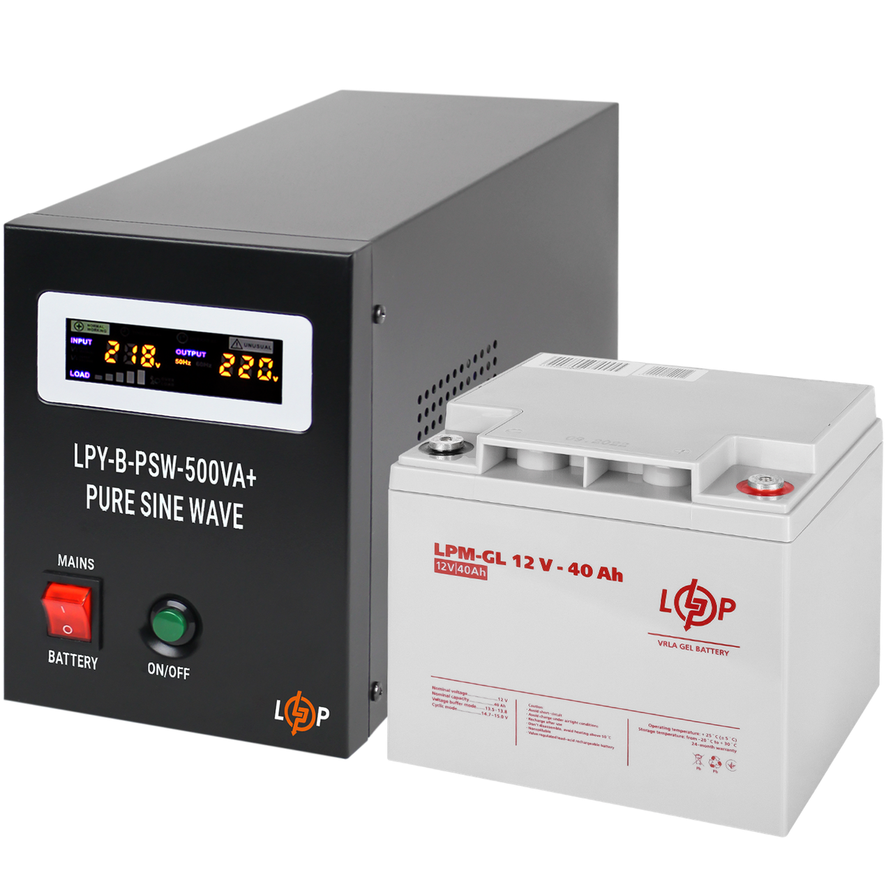 Комплект резервного живлення для котла LP (LogicPower) ДБЖ + гелева батарея (UPS B500 + АКБ GL 520W)