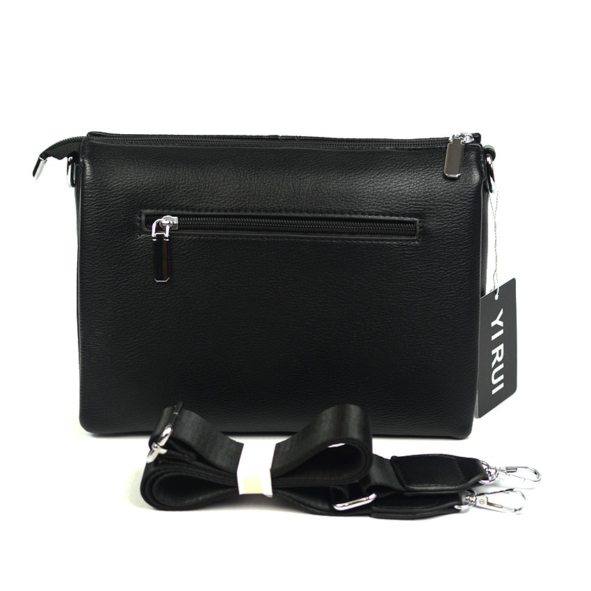 Черная женская маленькая сумка кросс боди через плечо, Крутая молодежная практичная мини сумочка черного цвета - фото 6 - id-p397063378