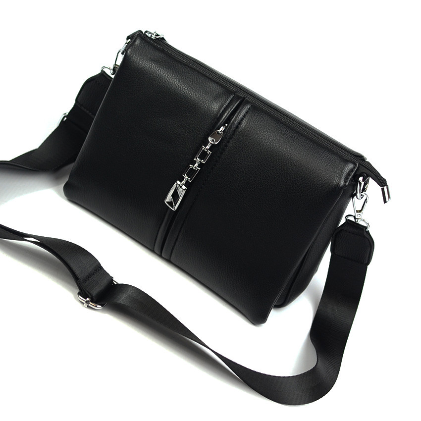 Черная женская маленькая сумка кросс боди через плечо, Крутая молодежная практичная мини сумочка черного цвета - фото 1 - id-p397063378