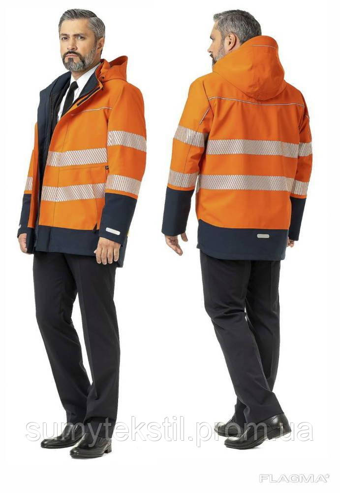 Мужская рабочая сигнальная куртка с отражающими элементами. - фото 1 - id-p2112229634