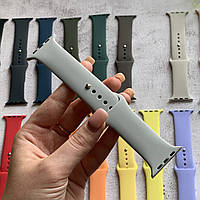 Гладкий силиконовый ремешок Sport Band для Apple Watch размерами 42 / 44 / 45 / 49 мм Серый