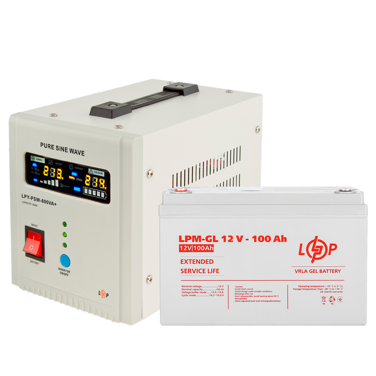Комплект резервного живлення для котла і теплої підлоги LP (LogicPower) ДБЖ + гелева батарея (UPS 800VA + АКБ GL 1400W)