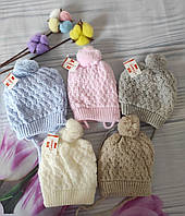 Дитяча шапочка для новонароджених дітей на завязках. на вік 0-3 міс