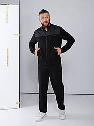 Весняний чоловічий спортивний костюм штани та кофта на змійці чорний 50 52 54 56 58 60