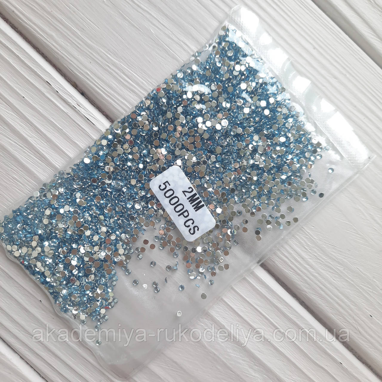 Стрази 2 мм, колір блакитний, 5000 шт. РОЗПРОДАЖ, фото 1