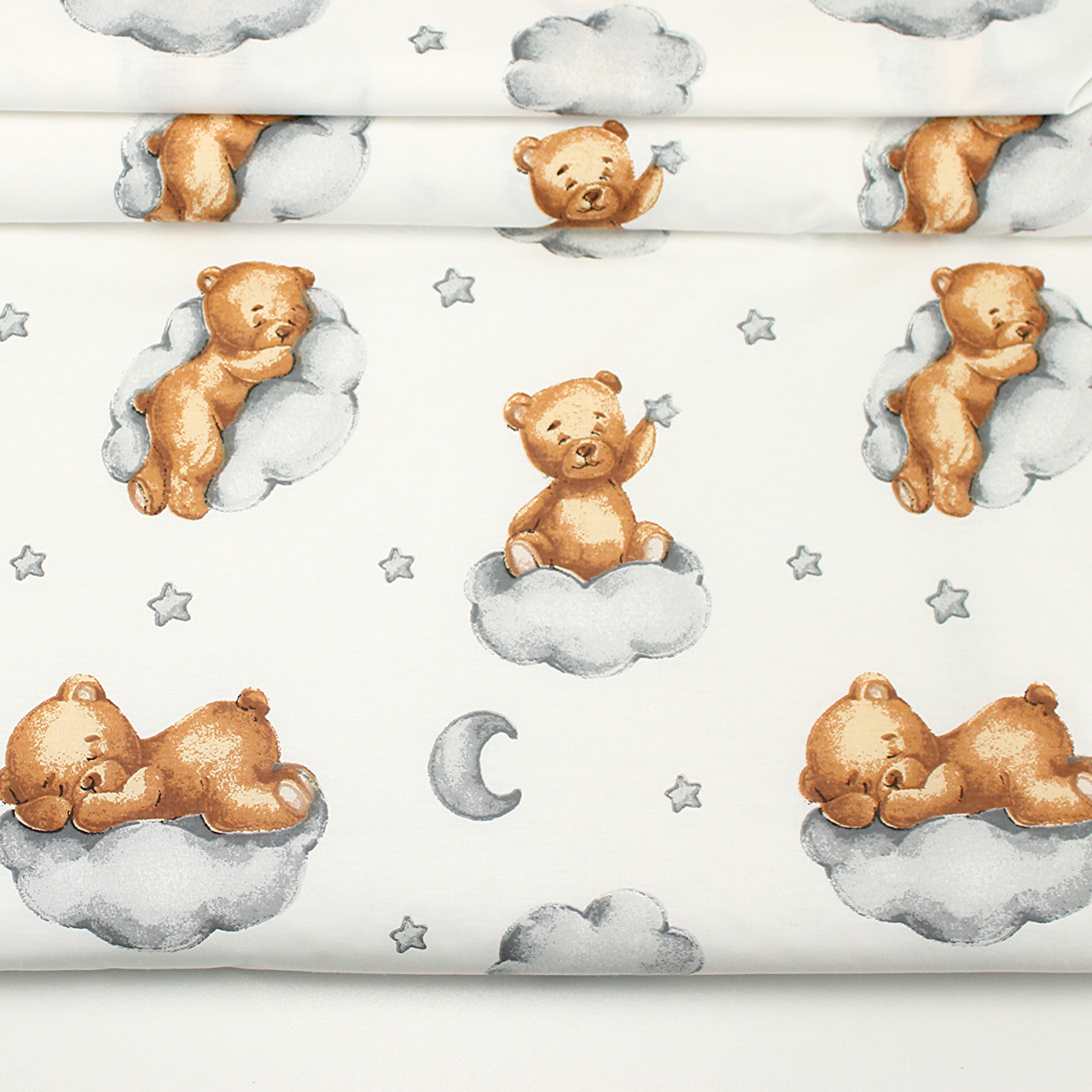 Ранфорс шириною 240 см "Ведмедики" на сірих хмарах № M 9095-01, фото 1