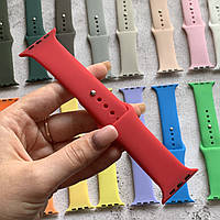 Гладкий силиконовый ремешок Sport Band для Apple Watch размерами 42 / 44 / 45 / 49 мм Темно красный