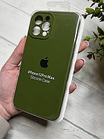 Чехлы на IPhone 12 ProMax Full+Camera SILICONE CASE,Чехол для Айфон 12 Про Макс с защитой камеры Soft Touch Forest Green