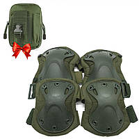 Комплект защиты Eagle KN-04 + Подарок Тактическая сумка / Тактический набор регулируемой защиты для рук и ног