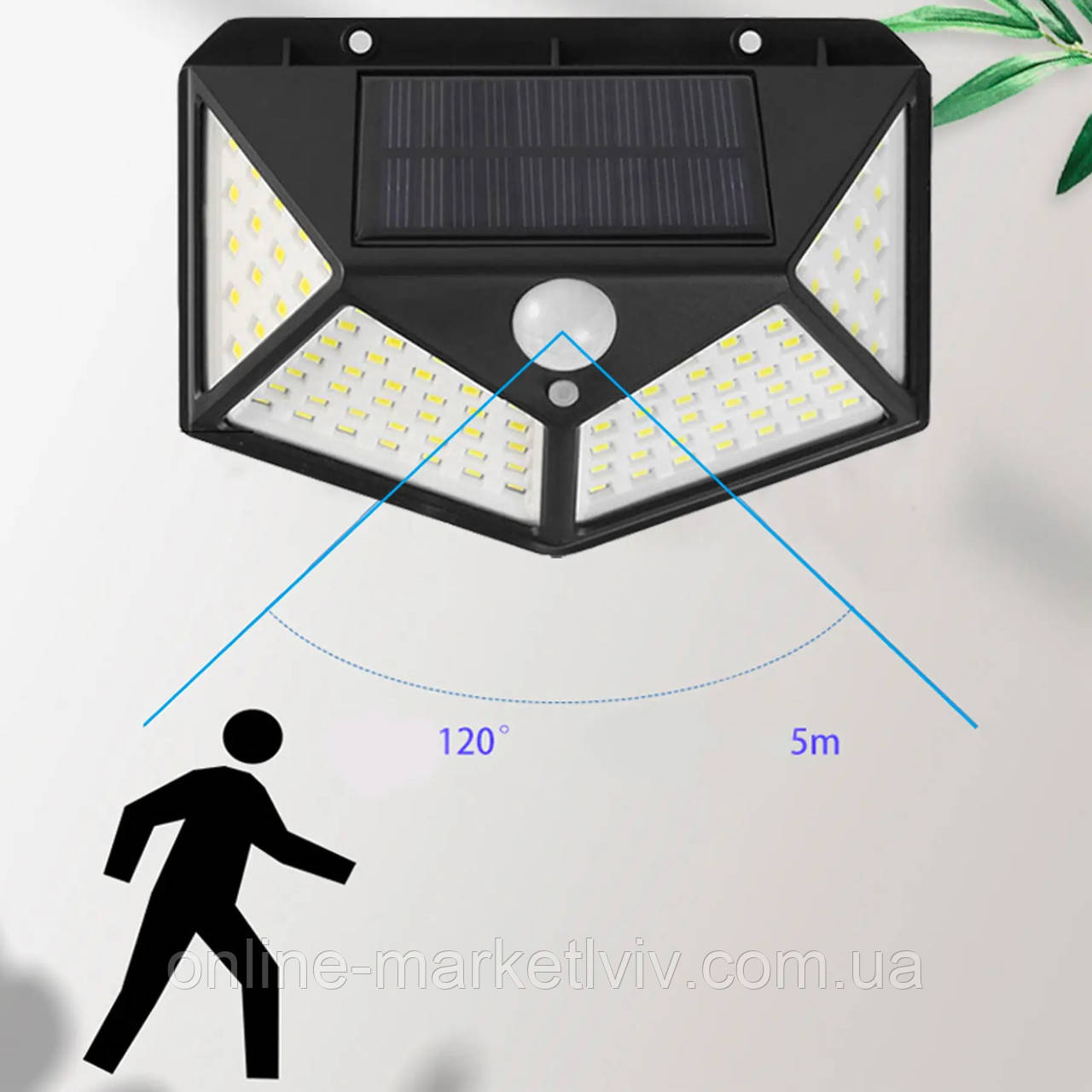 Уличный фонарь на солнечной батарее с датчиком движения BL CL 100 / LED светильник наружный - фото 5 - id-p1437618936