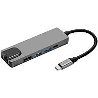 USB станція ProLogix (PR-WUC-103B) 5 in 1 USB3.1 Type C to HDMI+2*USB3.0+USB C PD+Lan