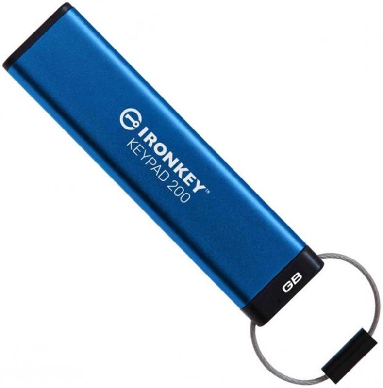 Флеш-пам'ять USB3.2 64GB Kingston IronKey Keypad 200 Type-A Blue (IKKP200/64GB)