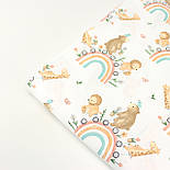 Люкс ранфорс шириною 240 см "Звірятка їдуть на велосипедах" по кольорових веселках № 26833-01, фото 7