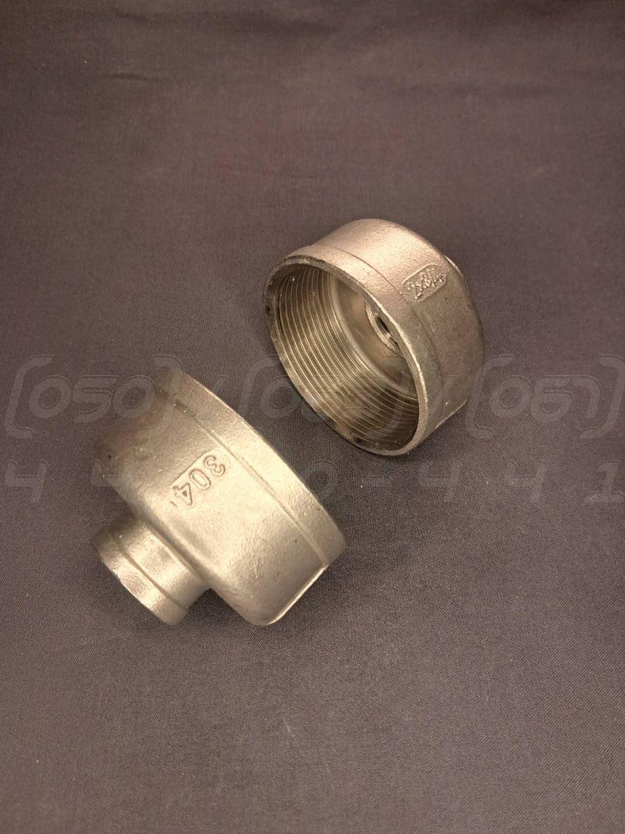 Муфта перехідна різьбова нержавіюча DN50x20 (2"x3/4"), н/ж сталь AISI 304, BSPP, Class 150, лита, фото 1