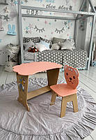 Вау!Дитячий стіл рожевий!Стол-парта з кришкою хмарко та стільчик фігурний.Підійде для навчання, малювання, фото 6