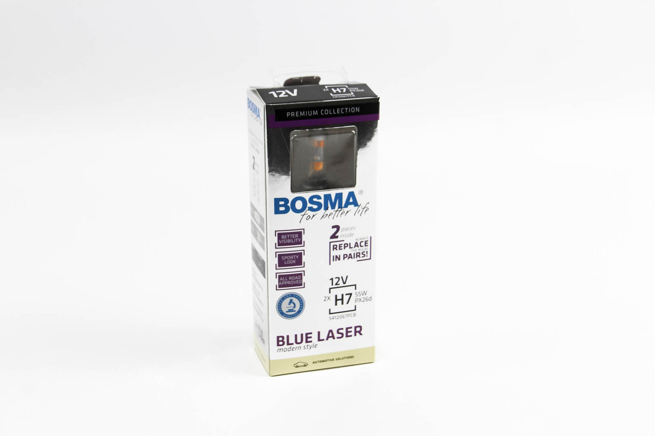 Автолампа H7 BLUE LASER 12 V 55 W PX26D Паковання 2 шт., BOSMA (3707), фото 1