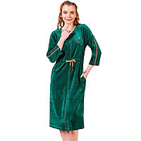 Жіночий велюровий халат на блискавці Cocoon O22-1269 green