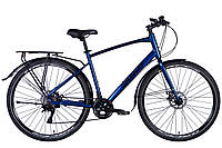 Велосипед алюминий 28 Dorozhnik GRANAT M DD кассета рама-20" синий металлик с багажником задн. St с крылом Pl