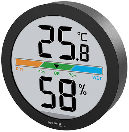 Кімнатний електронний термогігрометр Technoline WS9418 (Black) | Температура, Вологість, Рівень комфорту, фото 1