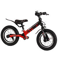 Детский беговел 12 дюймов (надувн.колеса, алюминиевая рама) Corso Skip Jack 44538 Черно-красный