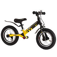 Детский беговел 12 дюймов (надувн.колеса, алюминиевая рама) Corso Skip Jack 84115 Черно-желтый