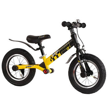 Дитячий беговел 12 дюймів (надувн.колеса, алюмінієва рама) Corso Skip Jack 84115 Чорно-жовтий