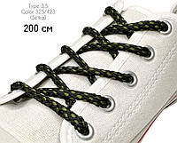 Шнурки для обуви Круглые Сетка Тип-3.5 черный+хаки 5 мм, 200 см