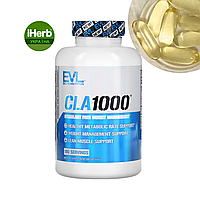 EVLution Nutrition, CLA1000, кон югована лінолева кислота (КЛК), 1000 мг, 180 капсул