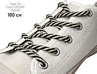 Шнурки для обуви Круглые Спираль Тип-3.5 черный+бежевый 5 мм, 100 см